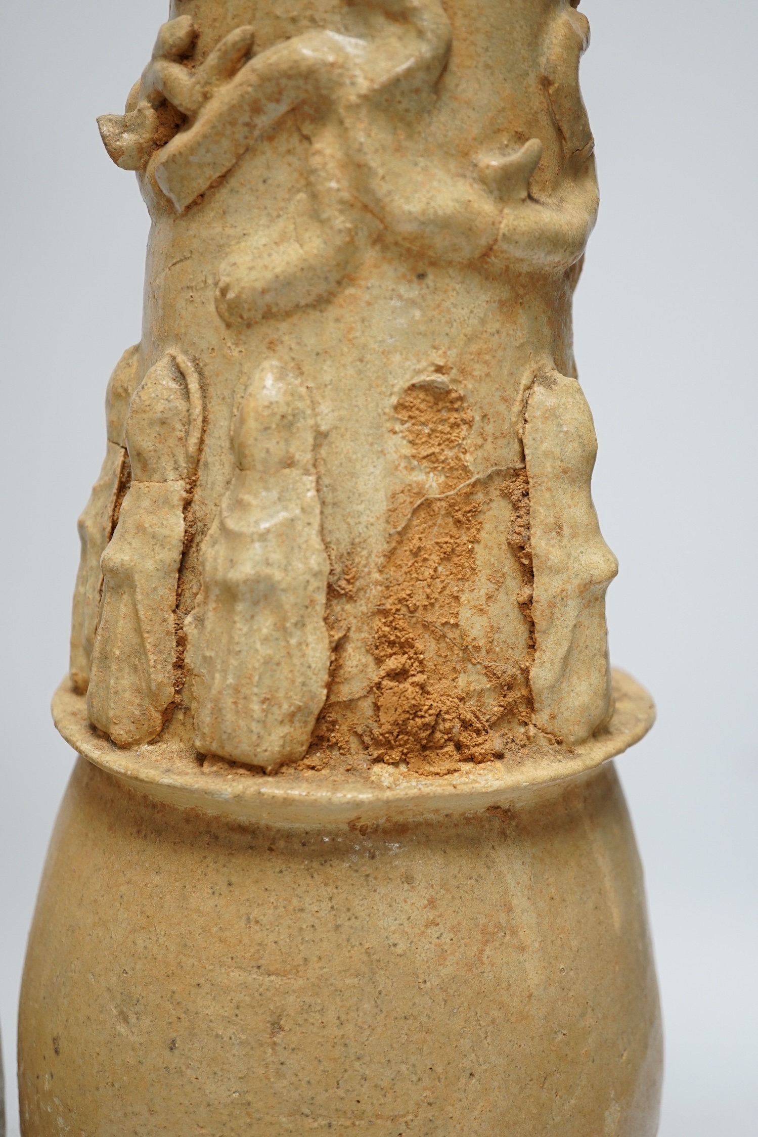 Two large Chinese qingbai funerary jars, Song dynasty, tallest 52cm high